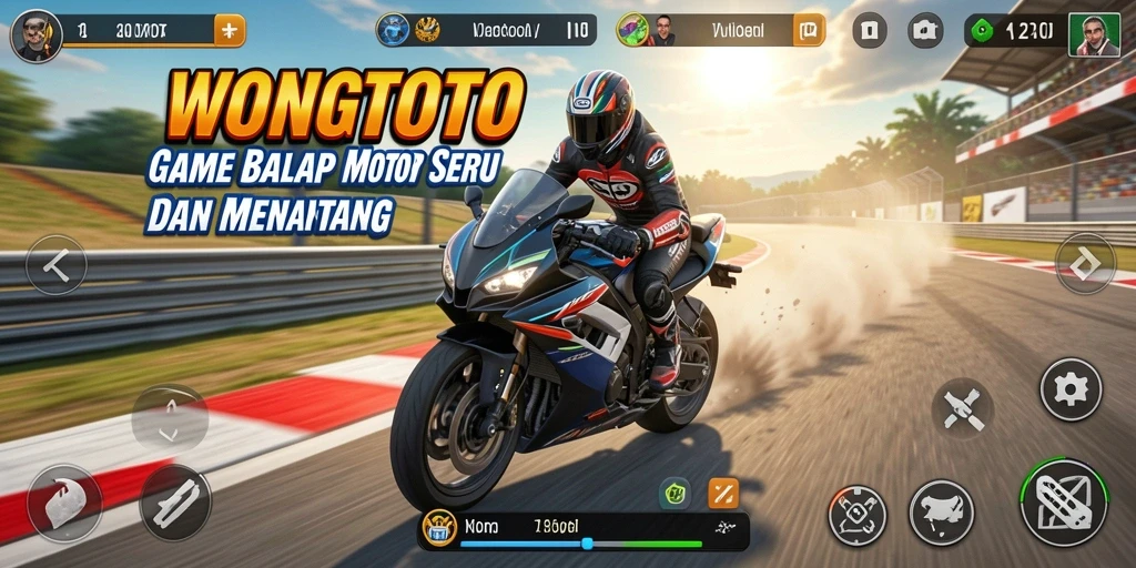 Screenshot WONGTOTO menampilkan aksi balapan motor yang intens.